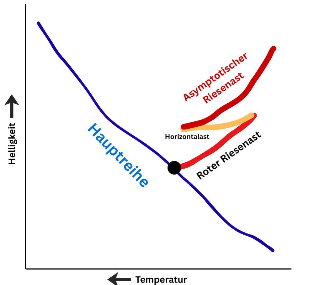 Äste des HR-Diagramms (schematisch)