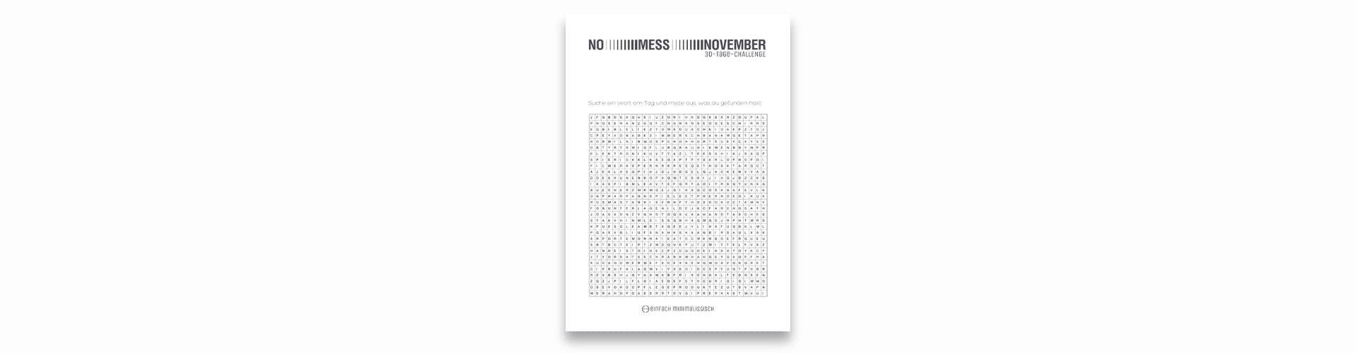 NO MESS NOVEMBER Worksheet