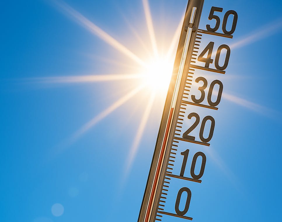 Wenn die Temperaturen Richtung 30 Grad klettern, ist das Arbeiten im Freien besonders anstrengend.
(Bild wurde mit KI gemacht)