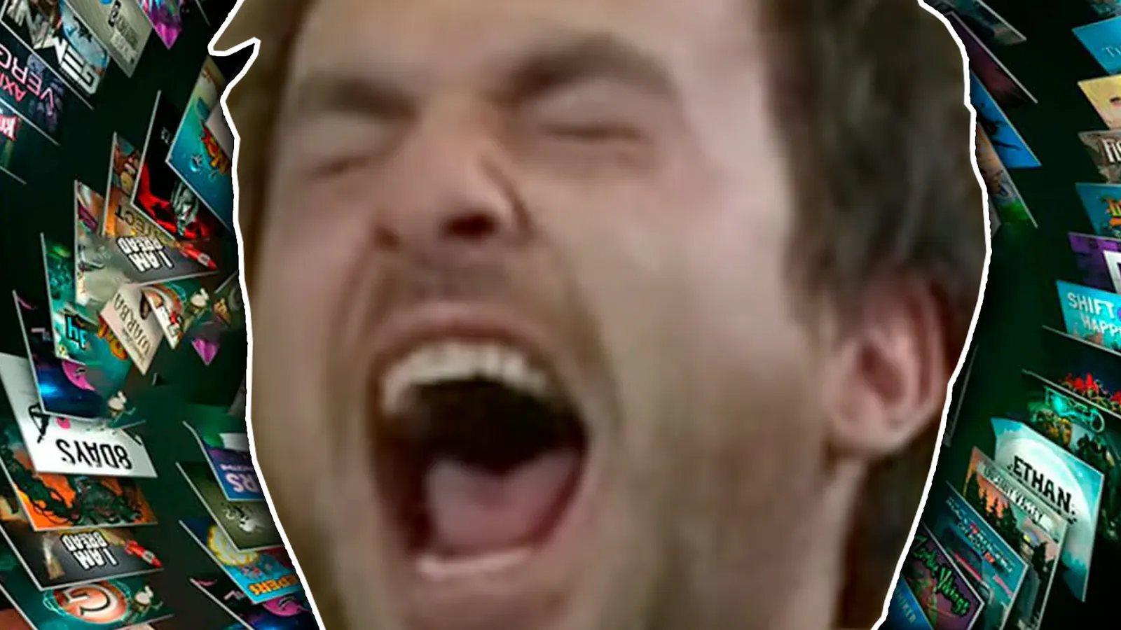 Charlie von Always Sunny schreiend vor einem game Pass Hintergrund