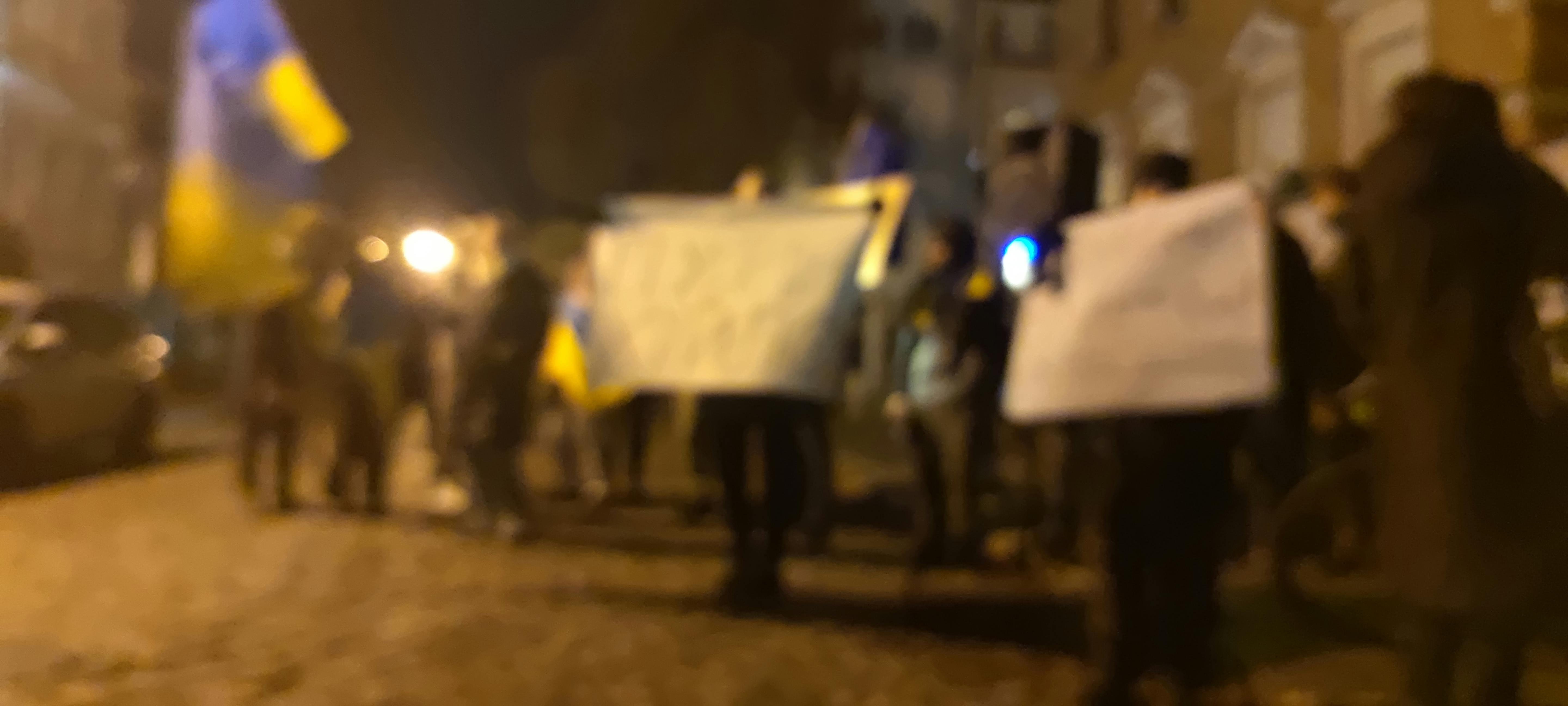 Demonstrant_innen auf der Strasse in der Nacht