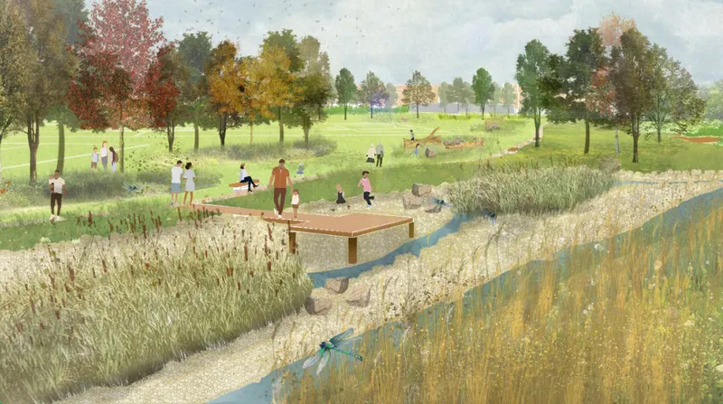 Artist impression of upgraded Merstham Recreation Ground