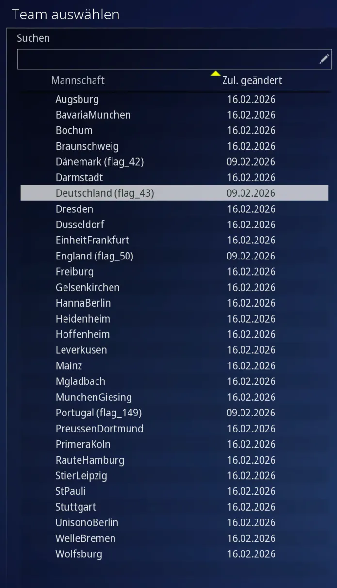 Das Trikot-Preview beinhaltet jetzt auch Nationalmannschaften. Diese sind einfach in der normalen Liste mit aufgeführt.