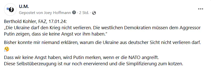 Screenshot des Postings