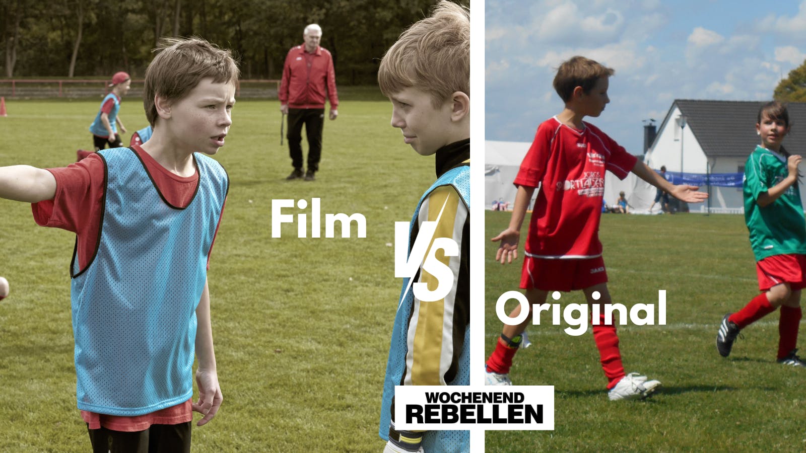 Jason beim Fußball im Film und in der Realität, wie er Mitspieler*innen kritisiert