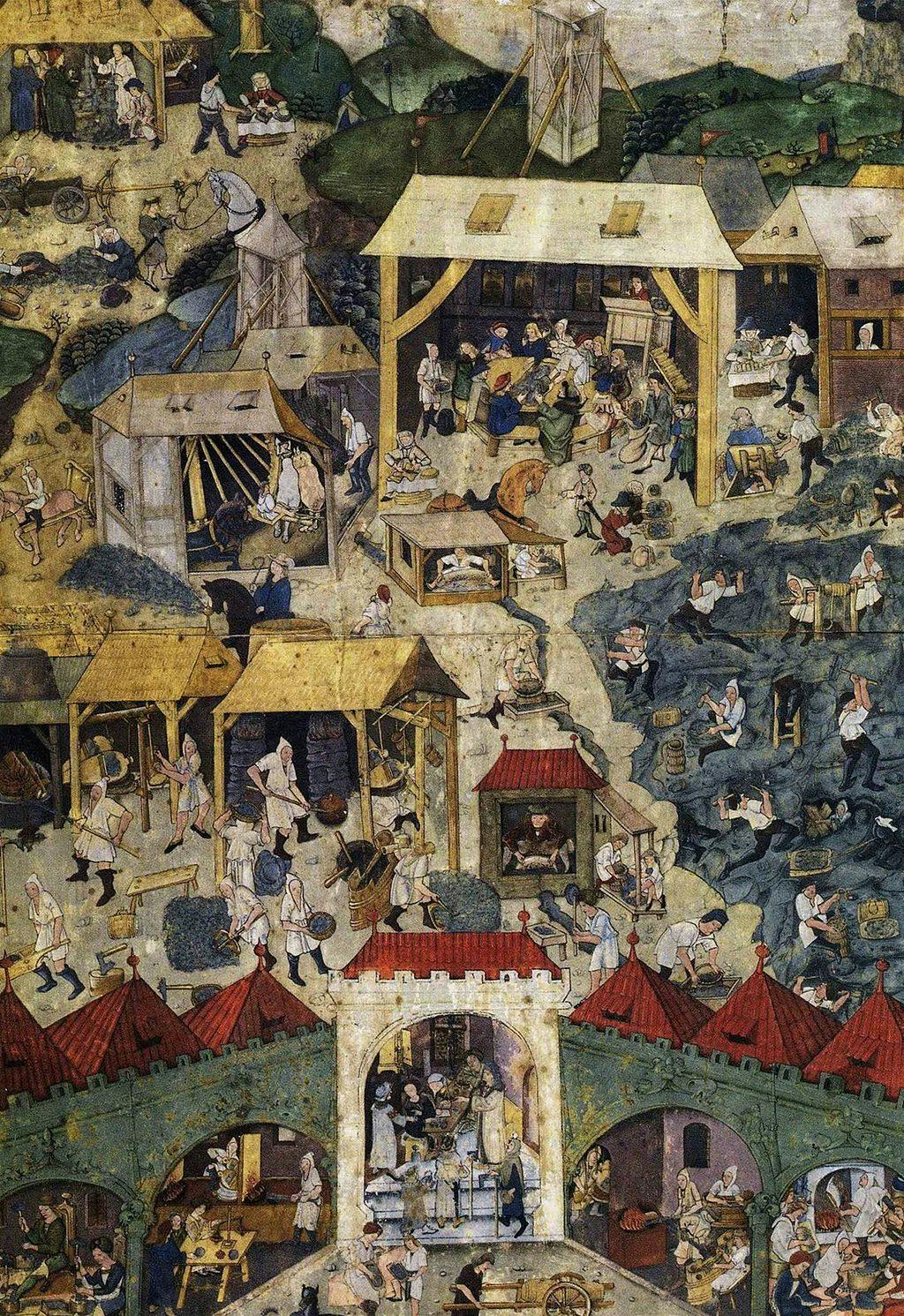 Silberminen in Kutná Hora, 1490er Jahre, Galerie Středočeského kraje, gemeinfrei.