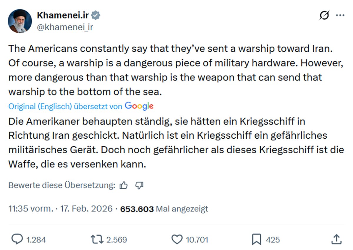 Die Amerikaner behaupten ständig, sie hätten ein Kriegsschiff in Richtung Iran geschickt. Natürlich ist ein Kriegsschiff ein gefährliches militärisches Gerät. Doch noch gefährlicher als dieses Kriegsschiff ist die Waffe, die es versenken kann.
