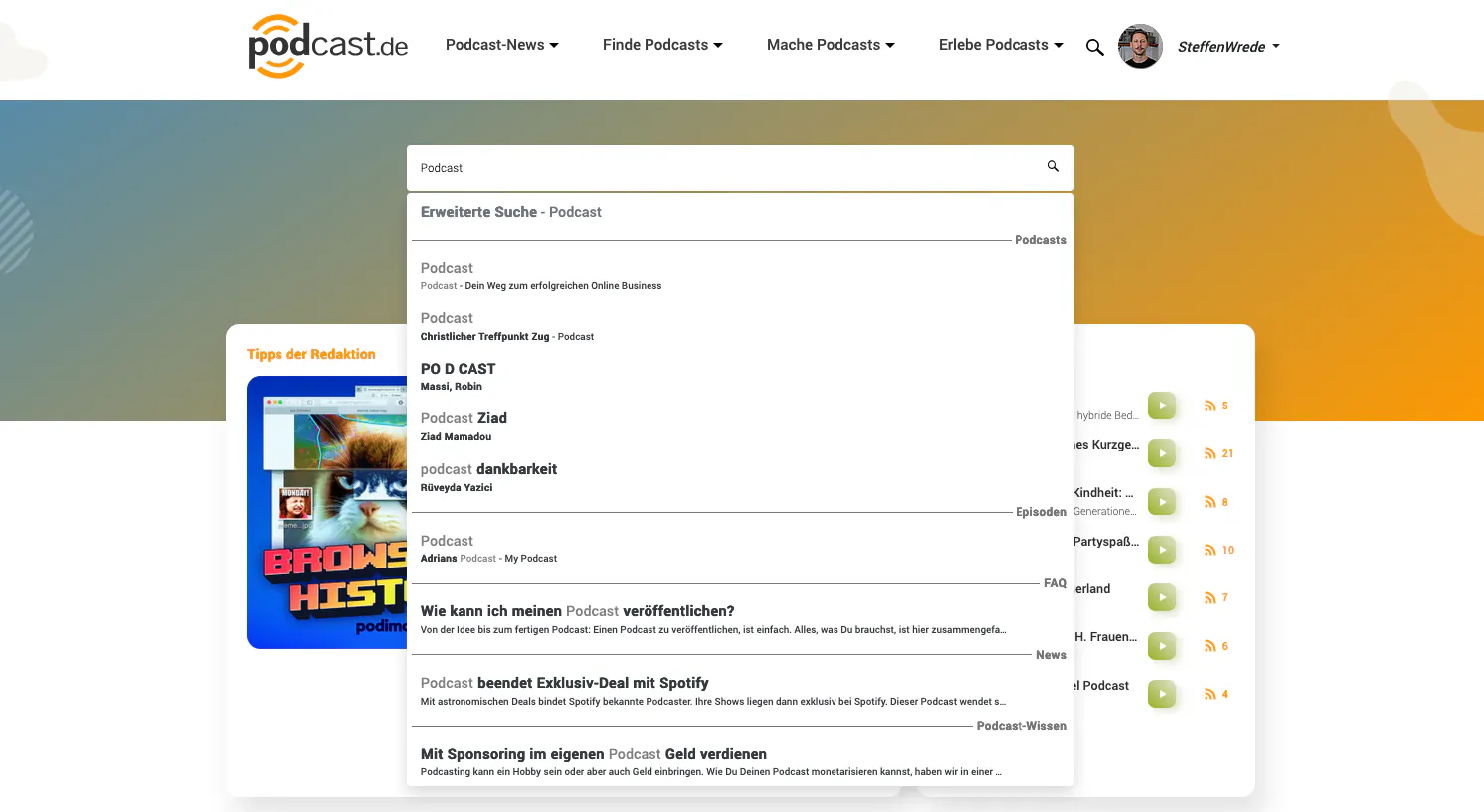 podcast.de-Suchfunktion