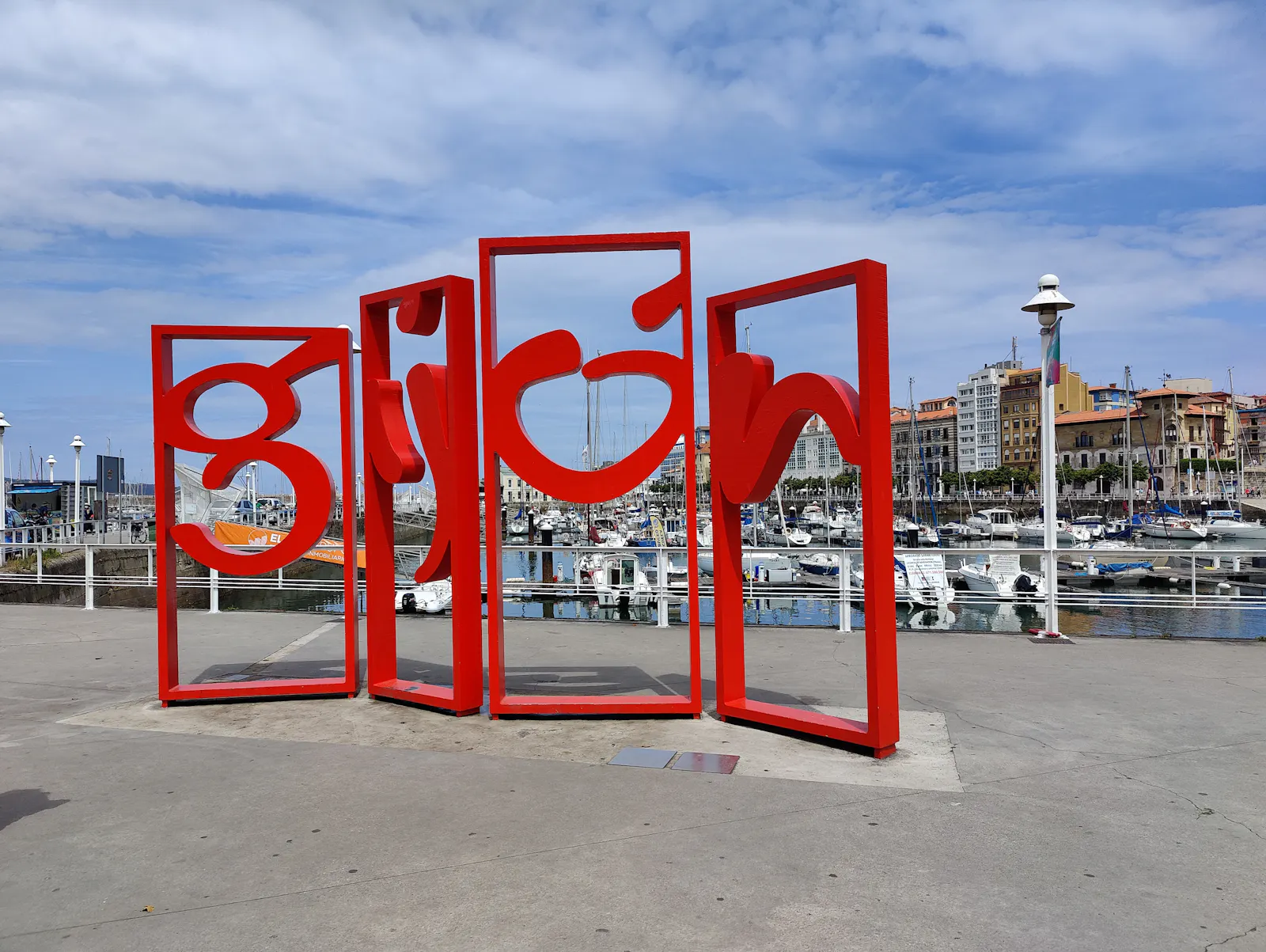Harbour & waterfront promenade of Gijón and letters naming Gijón | Calle Marqués de San Esteban, 2, 33206 Gijón
