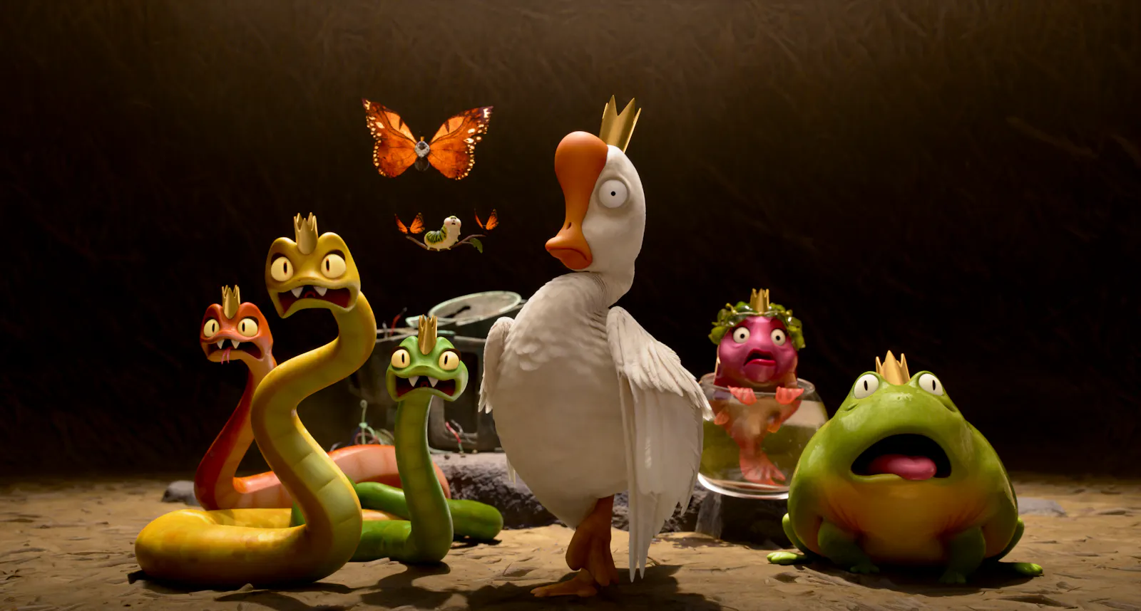 Geschockte König*innen in HOPPERS //© 2026 Disney/Pixar. All Rights Reserved.