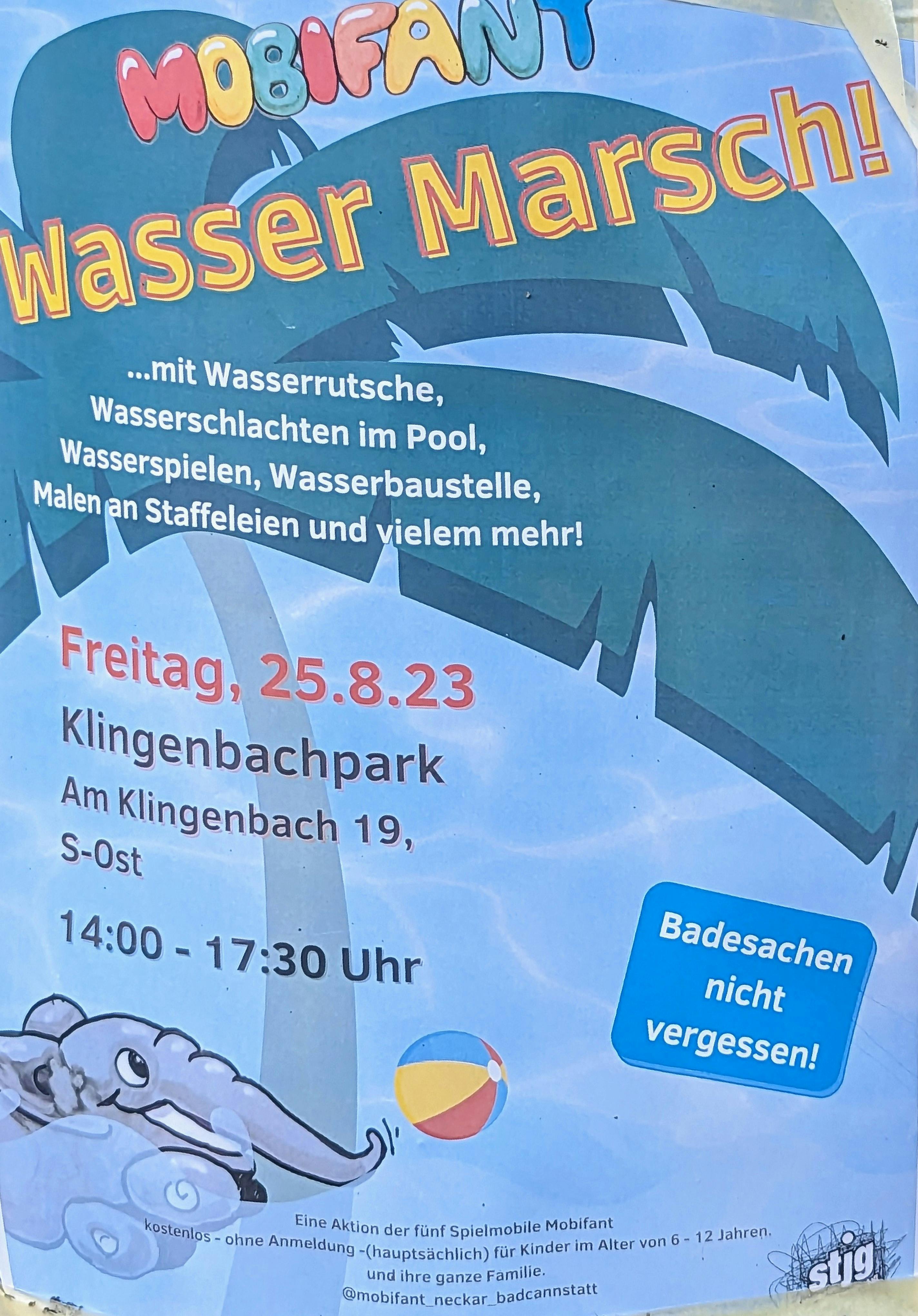 Ankündigung Spielmobil Mobifant im Klingenbachpark am 25. August 2023