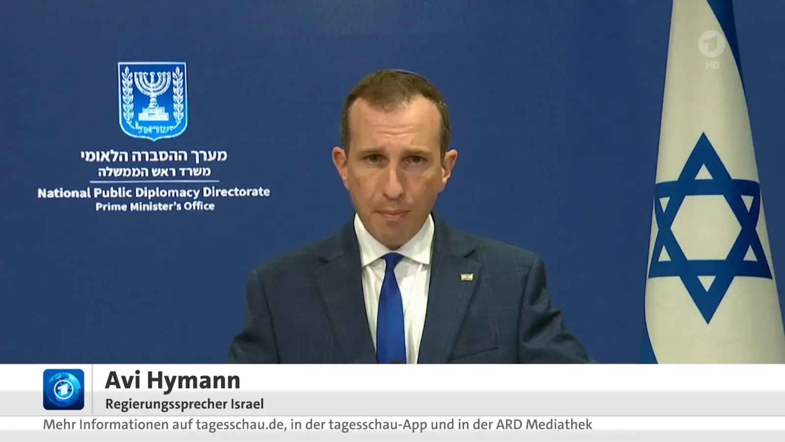 Screenshot der Regierungserklärung von Avi Hymann, Tagesschau