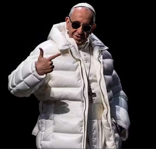 Eines der Bilder von Papst Franziskus, die am Beginn des KI-Hypes mit generativer KI erstellt wurden.