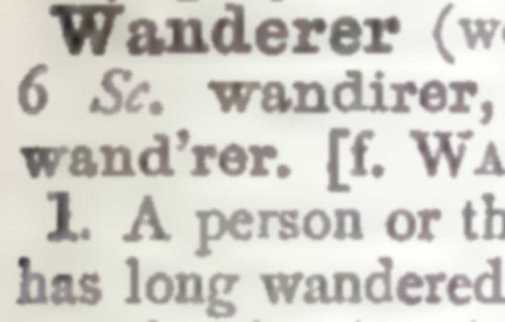 Snippet view of Oxford English Dictionary first edition entry for "wanderer"