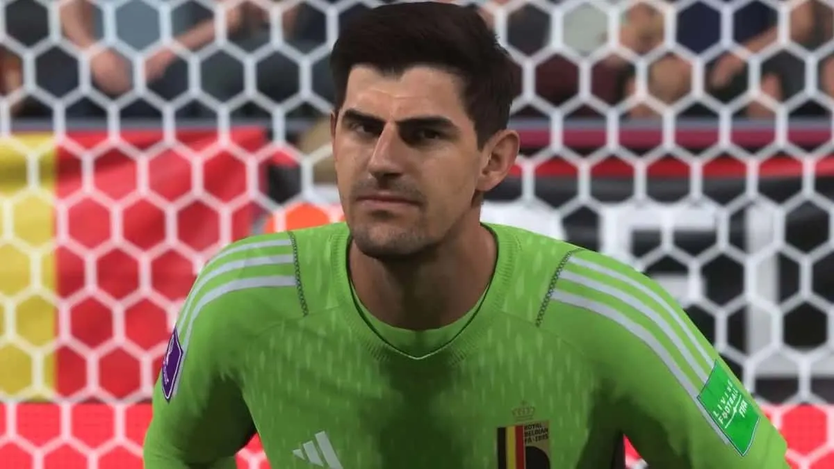 Ein Fussball-Torwart aus EA Sports FC schaut kritisch