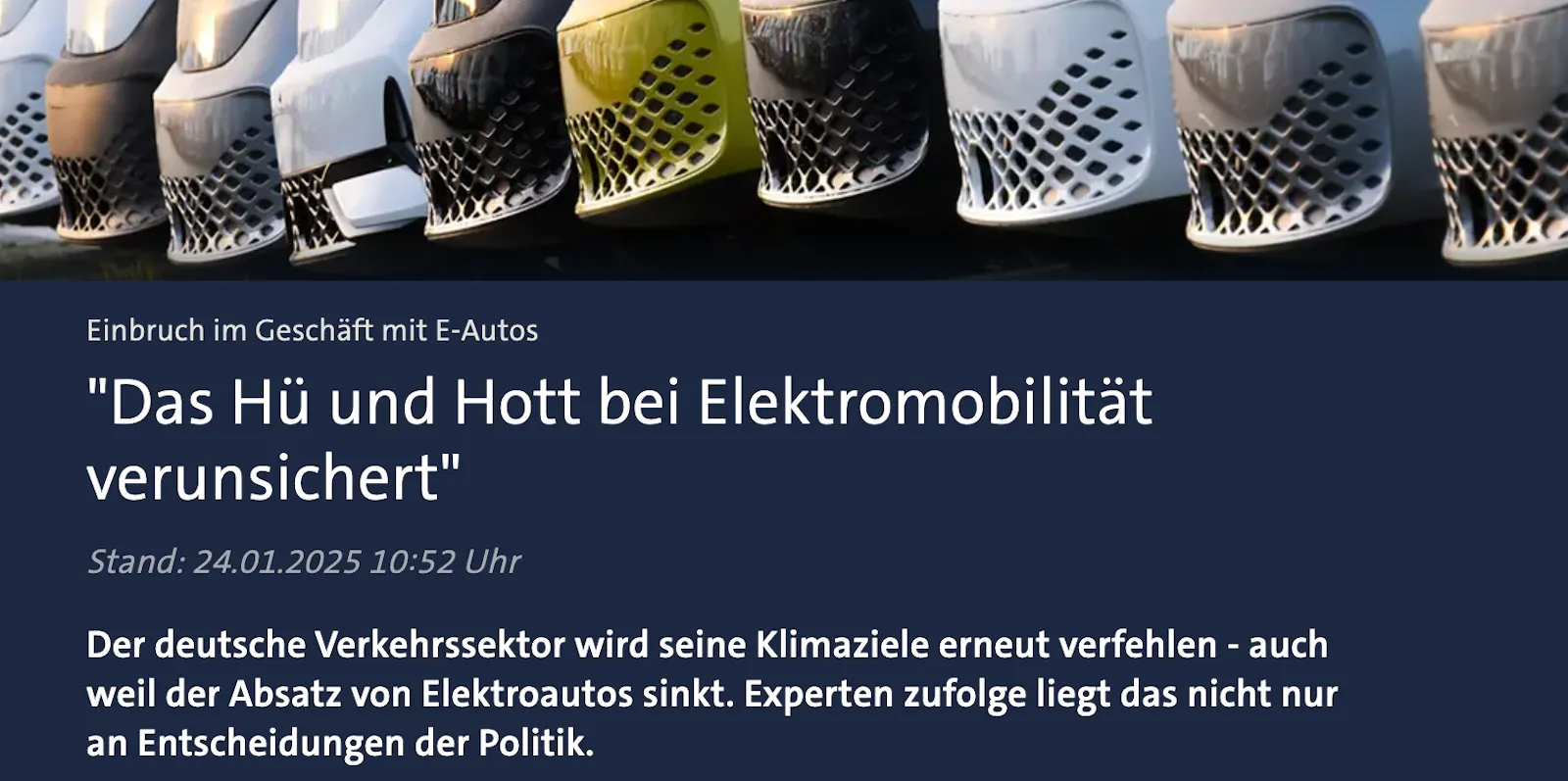 Der deutsche Verkehrssektor wird seine Klimaziele erneut verfehlen - auch weil der Absatz von Elektroautos sinkt. Experten zufolge liegt das nicht nur an Entscheidungen der Politik.