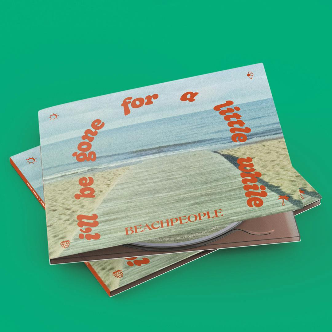 Two stacked CDs with a cover showing a wooden path on a beach and the text 'it'll be gone for a little while' and 'BEACHPEOPLE'