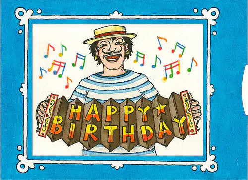 Harmonika-Spieler gratuliert mit "Happy Birthday"