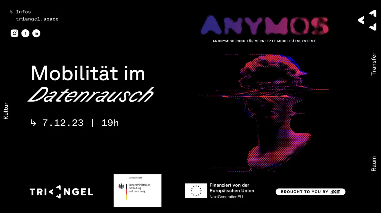 Werbeplakat zur Veranstaltung Mobilität im Datenrausch am 7.12. in Karlsruhe.