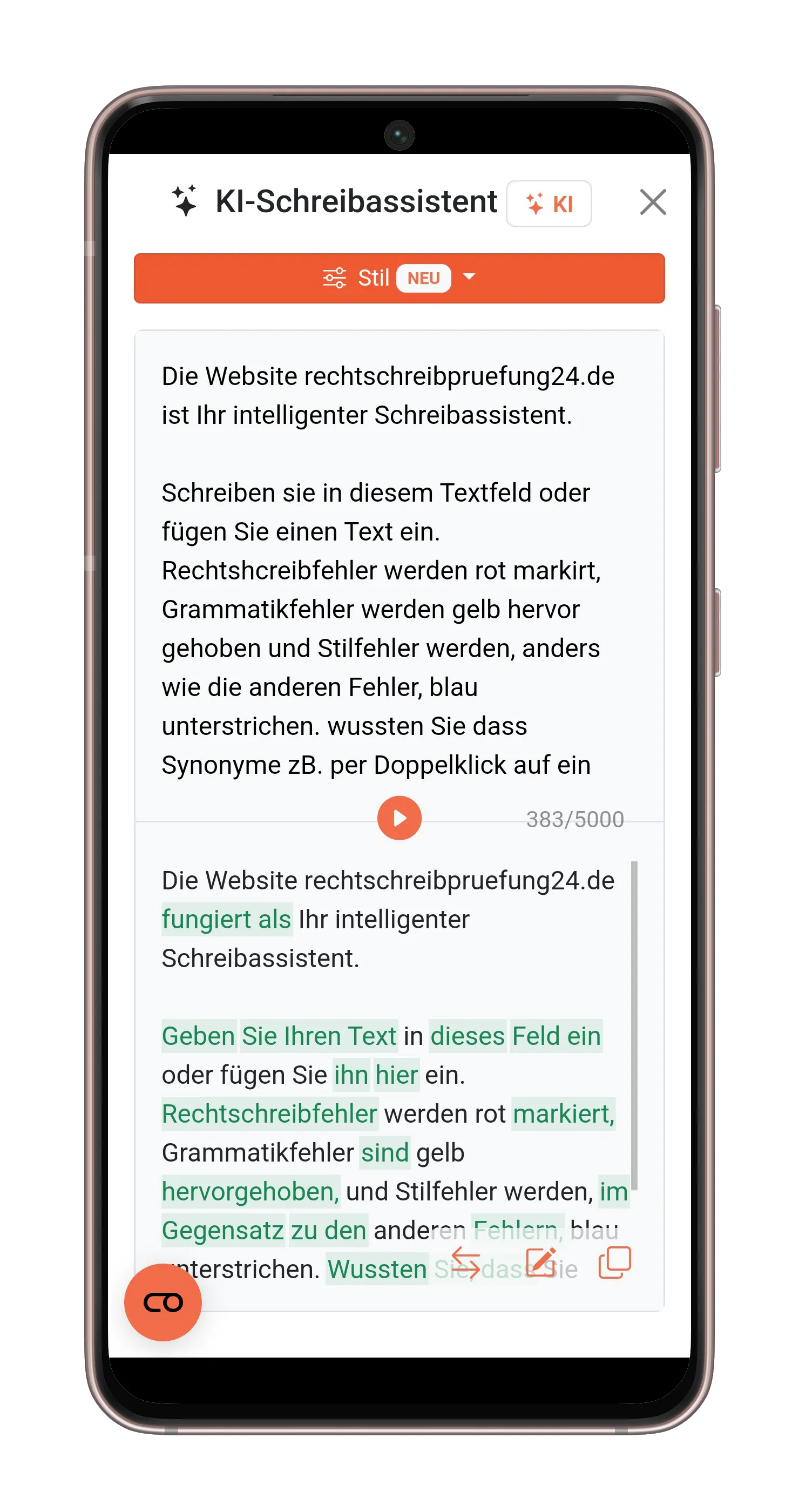 Der KI-Schreibassistent ist jetzt in vollem Umfang mobil am Smartphone und Tablet nutzbar!