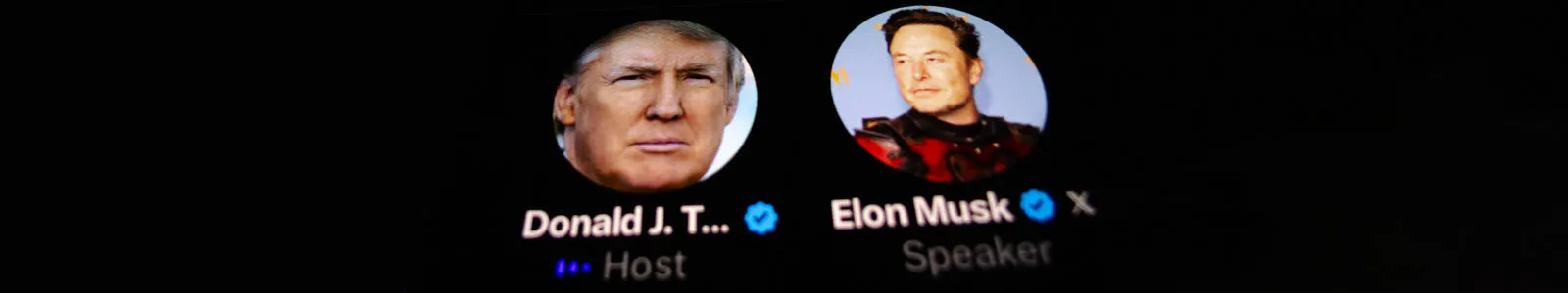 X-Profilbilder von Donald Trump und Elon Musk auf schwarzem Hintergrund.