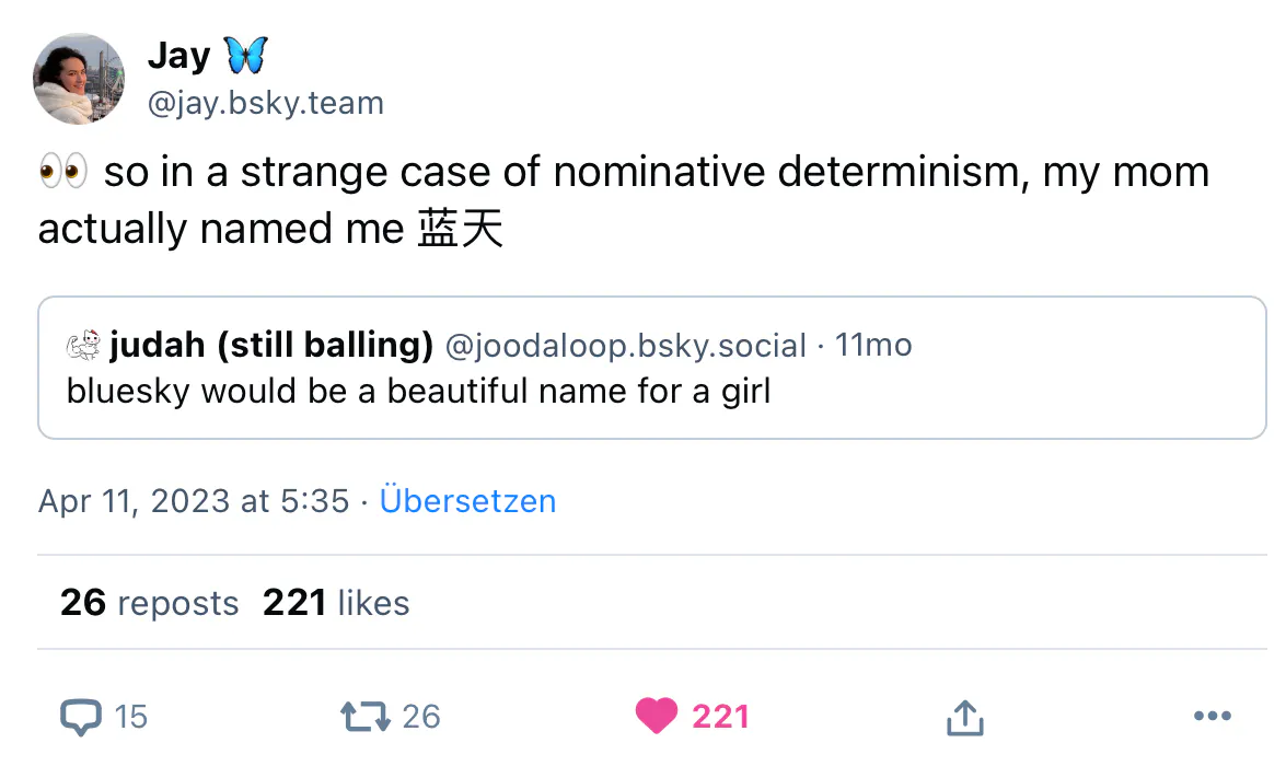 👀 so in a strange case of nominative determinism, my mom actually named me 蓝天