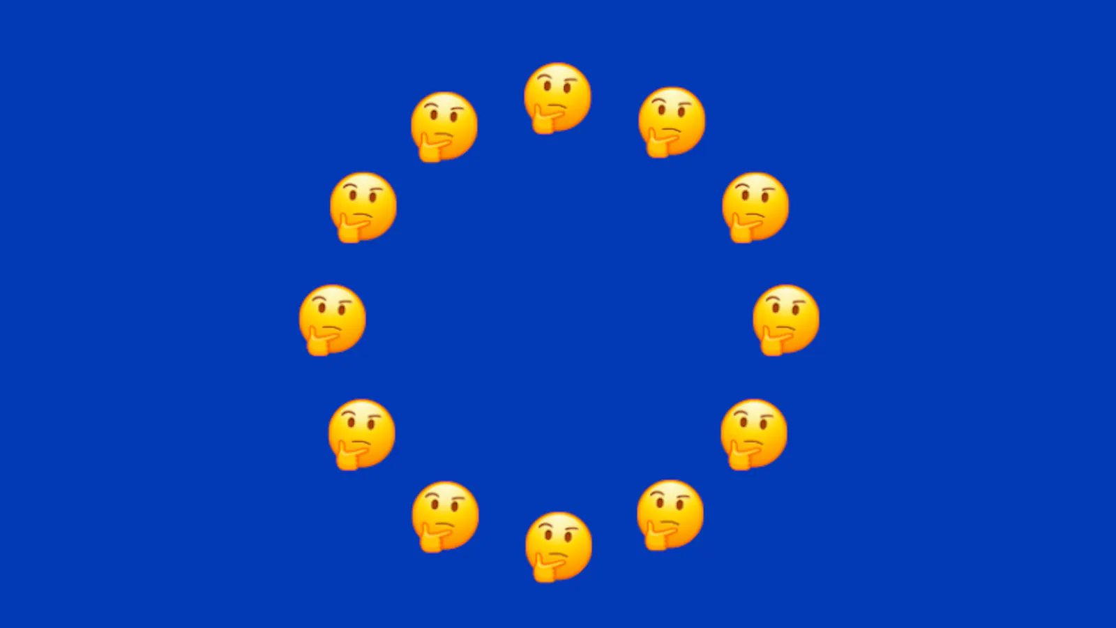 Europaflagge mit rätselnden Smileys statt Sternen