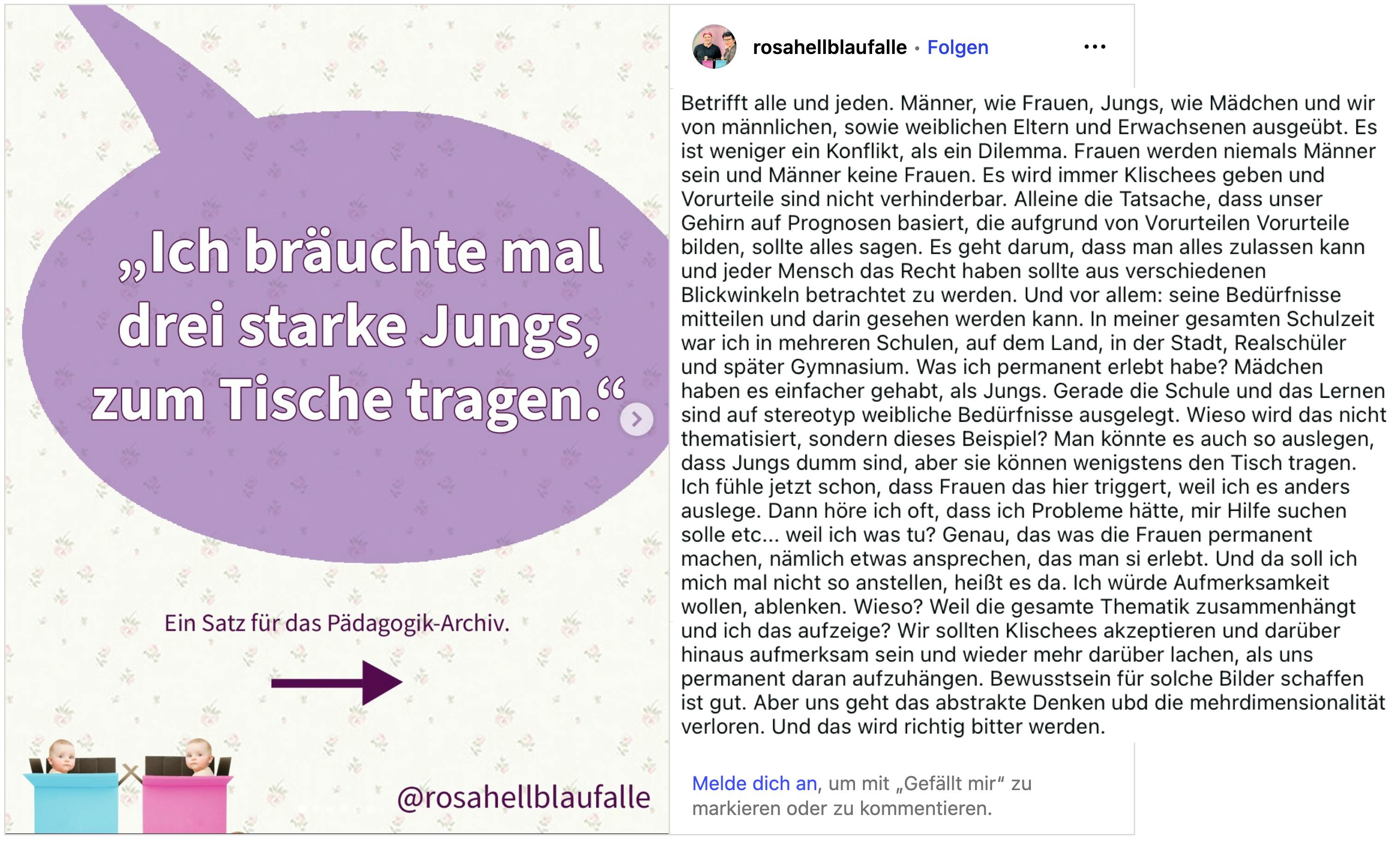 Screenshot vom unten verschriftlichten Kommentar