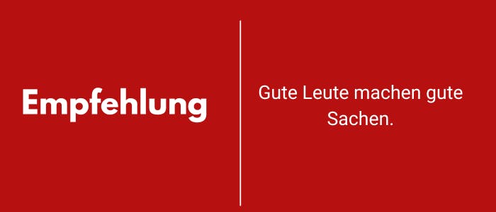 Rotes Titelbild im Wochenendrebellen‑Design mit dem Schriftzug ‚Gute Leute machen gute Sachen – Empfehlungen der Wochenendrebellen‘: Der Hintergrund ist vollflächig in der markentypischen roten Farbe #b61010 gehalten. In der Bildmitte verläuft eine dünne weiße Horizontallinie, die das Motiv optisch teilt. Darüber und darunter steht in klarer, weißer Schrift der Titel der Rubrik, in der die Wochenendrebellen ihre persönlichen Empfehlungen teilen. Die Grafik kündigt eine Empfehlungssektion an, in der Jason und Mirco von Juterczenka gute Leute und gute Inhalte sichtbar machen – zum Beispiel Podcasts, Artikel, YouTube‑Kanäle, Bücher und Projekte rund um Autismus, Neurodiversität, Inklusion, Fußballkultur und gesellschaftliche Gerechtigkeit.