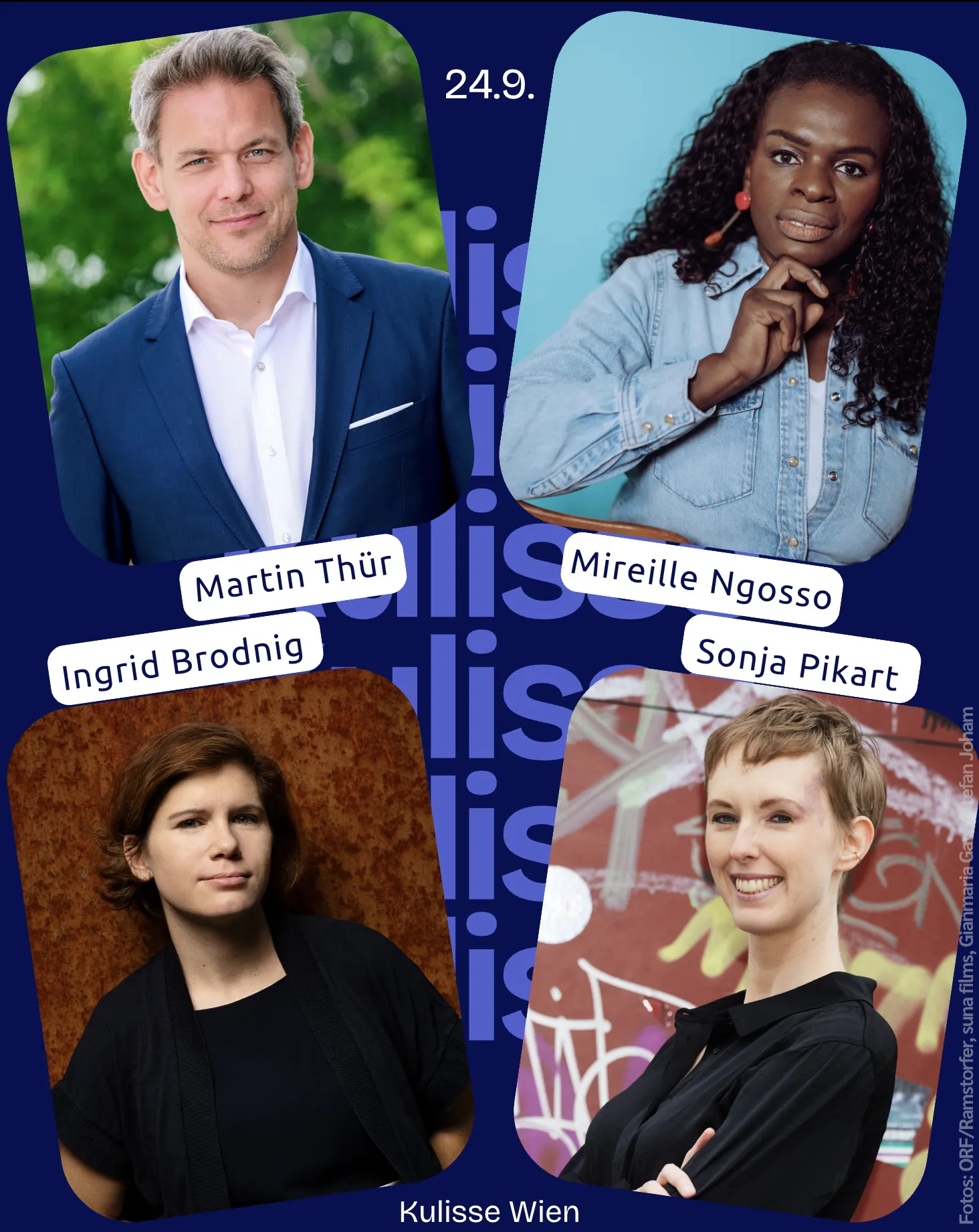 Am 24.9. sind als Gesprächspartner:innen mit dabei:
Martin Thür, ORF-Moderator, Autor des neuen Buchs "Macht und Kontrolle"
Mireille Ngosso, Ärztin, Autorin, Expertin für Gender & diversitätssensible Medizin
Sonja Pikart, Kabarettistin, Schauspielerin (Österreichischer Kabarettpreis 2024)