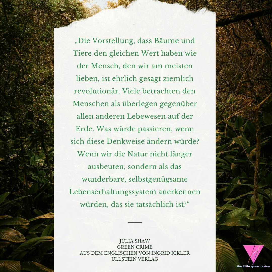 ein Zitat aus Green Crime, im Hintergrund ein Foto vom Regenwald, bei Klick kommt man zum Instagram-Post