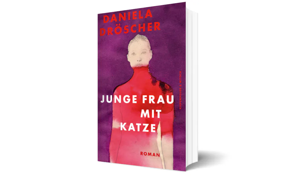 Buchcover: Junge Frau mit Katze von Daniela Dröscher.