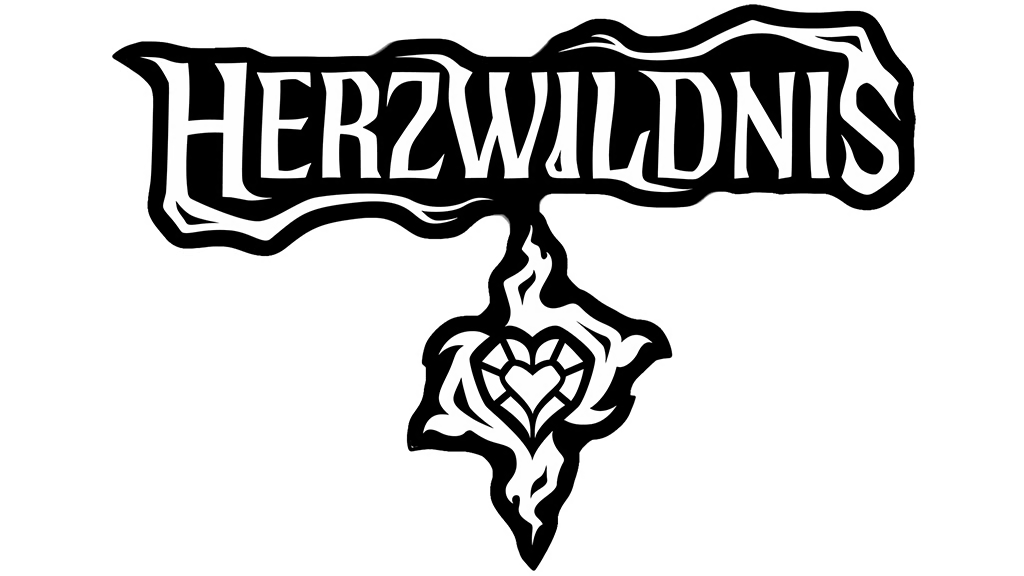 Das Herzwildnis-Logo mit Herzwildnis-Schriftzug und einem Herz, das von Ranken eingerahmt wird.