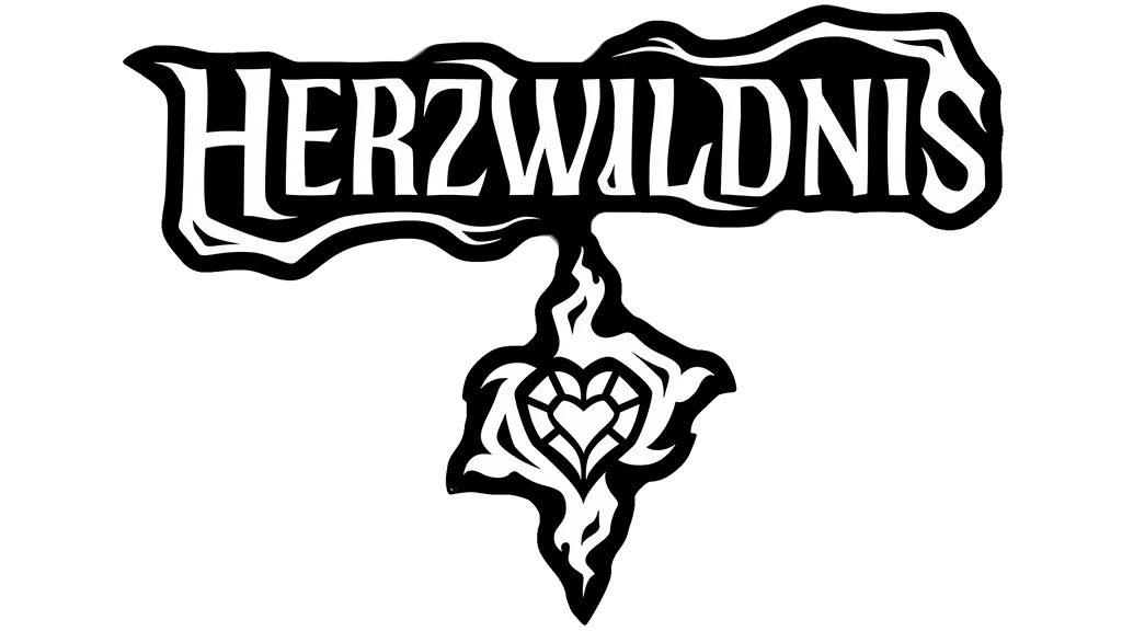 Das Herzwildnis-Logo mit Herzwildnis-Schriftzug und einem Herz, das von Ranken eingerahmt wird.