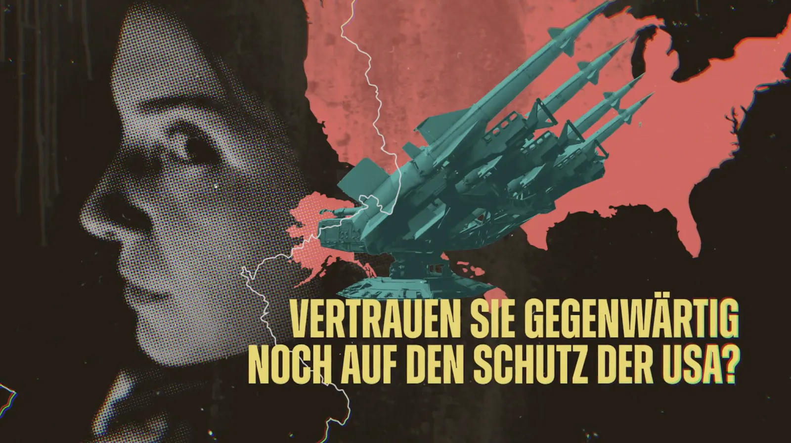 collage, frau, raketen
