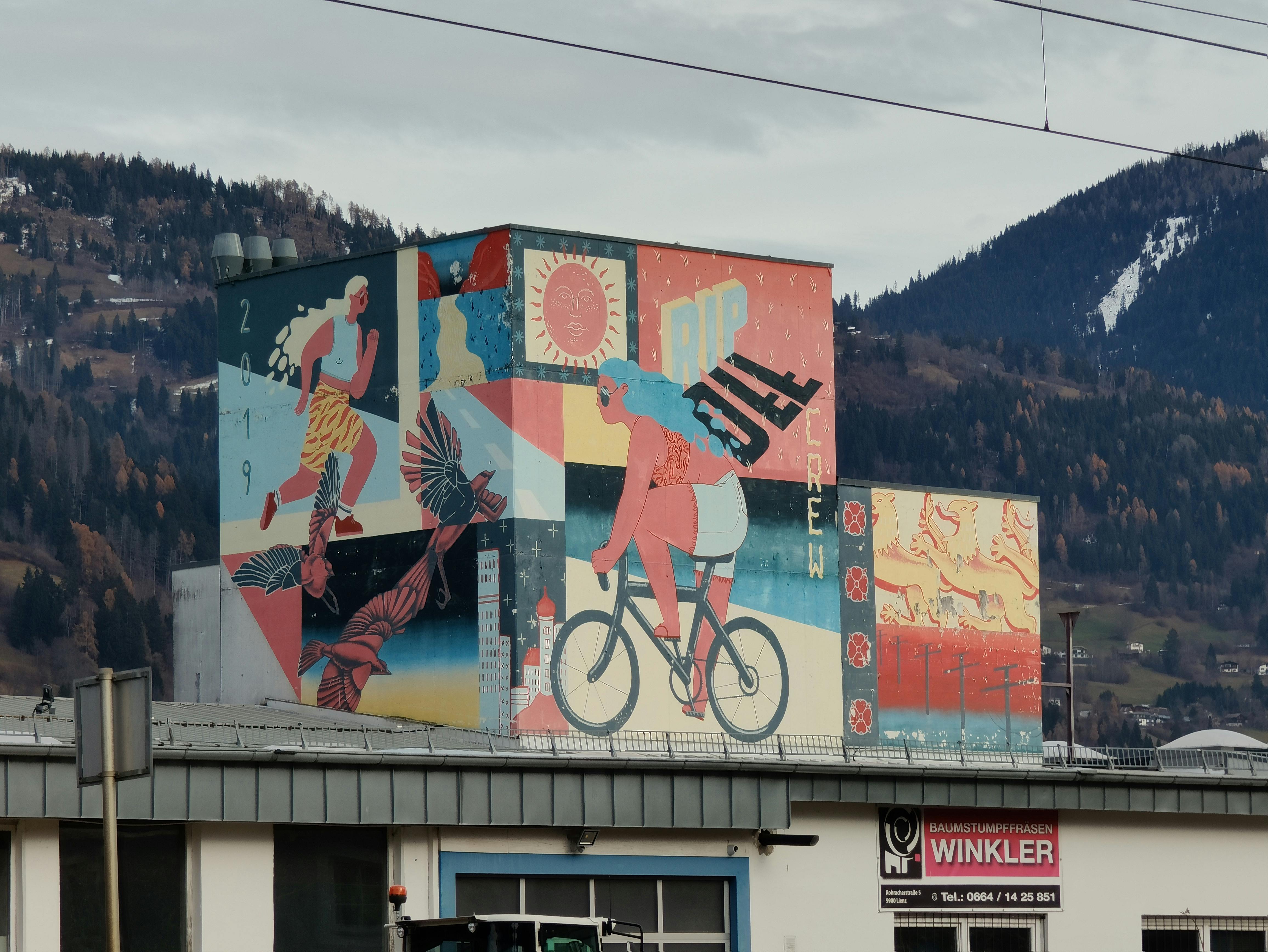Mural by RIP OFF CREW (2019) | dolomitenstadt | Josef Müller-Straße 2, 9900 Lienz