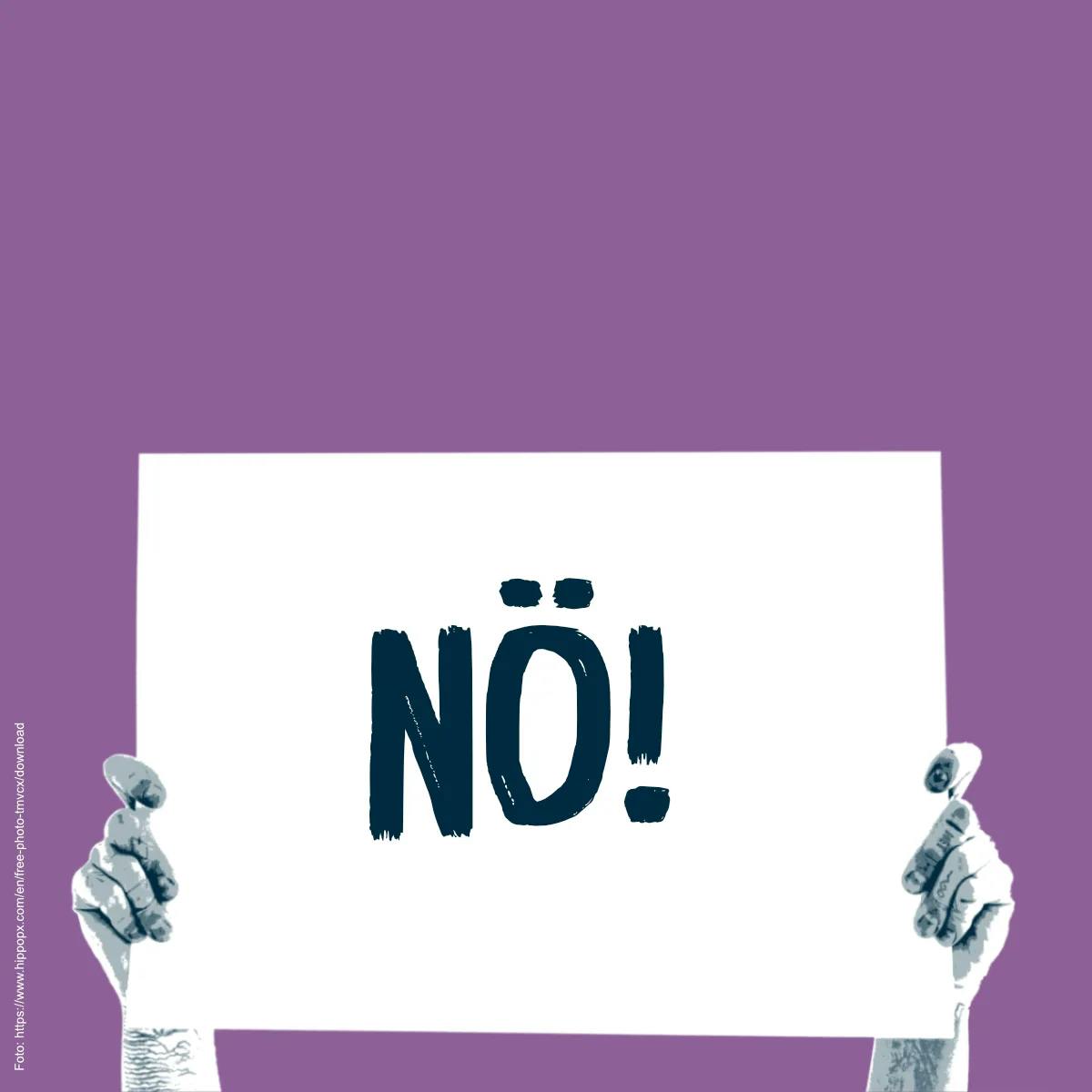 Demo-Schild mit "Nö!" drauf