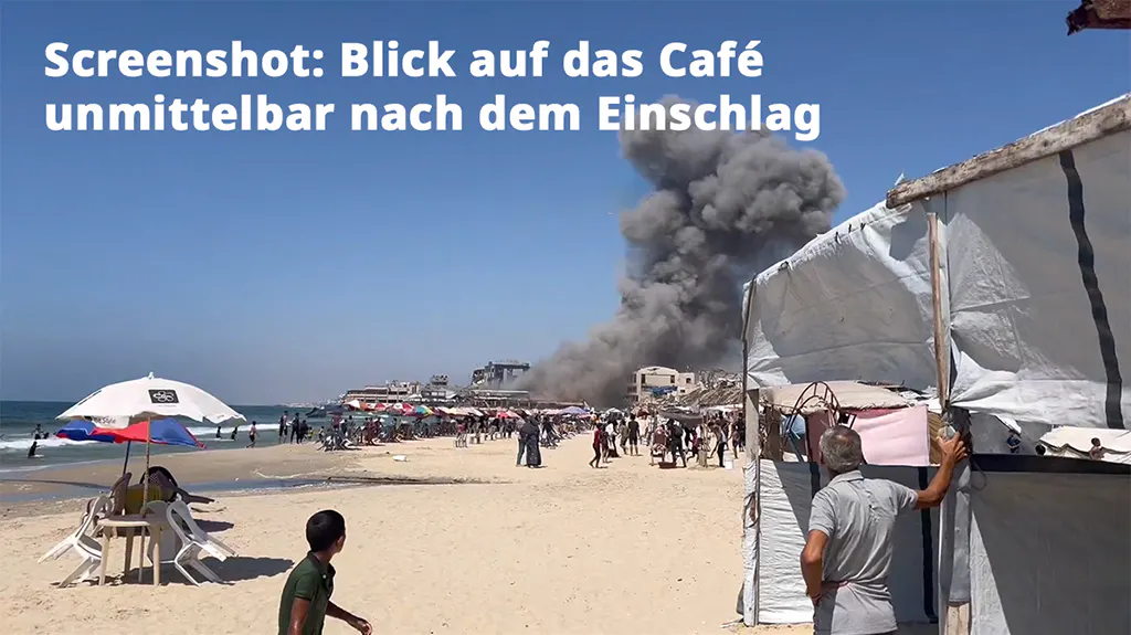 Blick der Badegäste unmittelbar nach dem Luftschlag