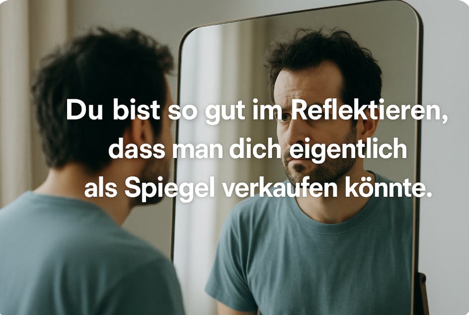 Mann mit ADHS, der sich im Spiegel reflektiert.
