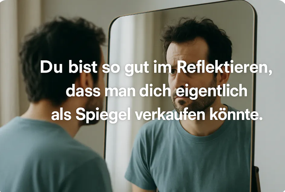 Mann mit ADHS, der sich im Spiegel reflektiert.