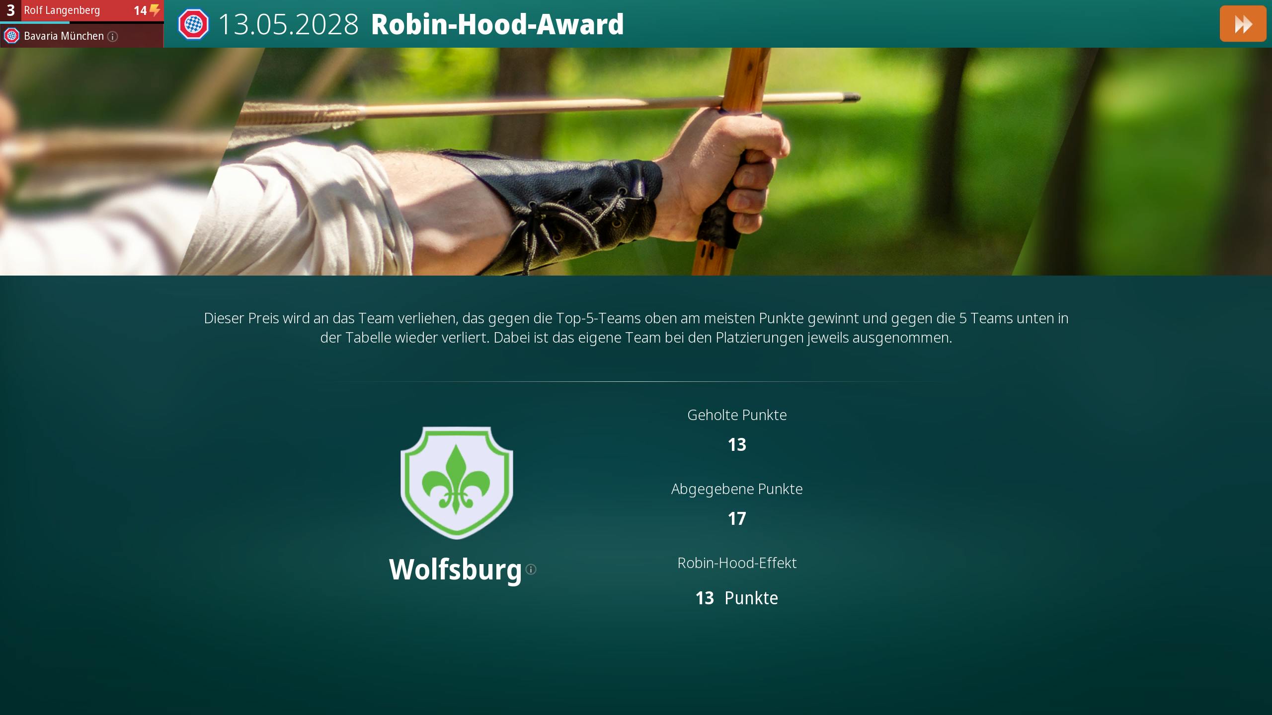 Der Screenshot zeigt den Robin-Hood-Award.