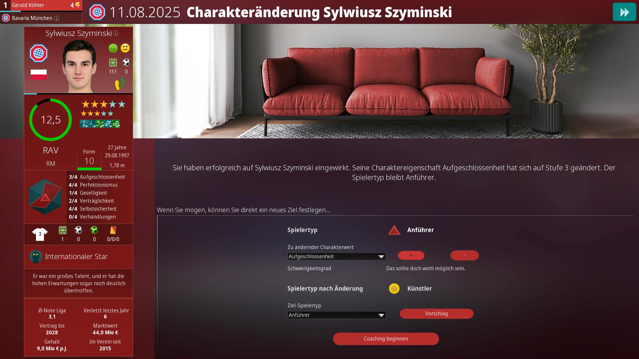 Ist ein Schritt bei der Charakteränderung gemacht, kann es direkt weitergehen.