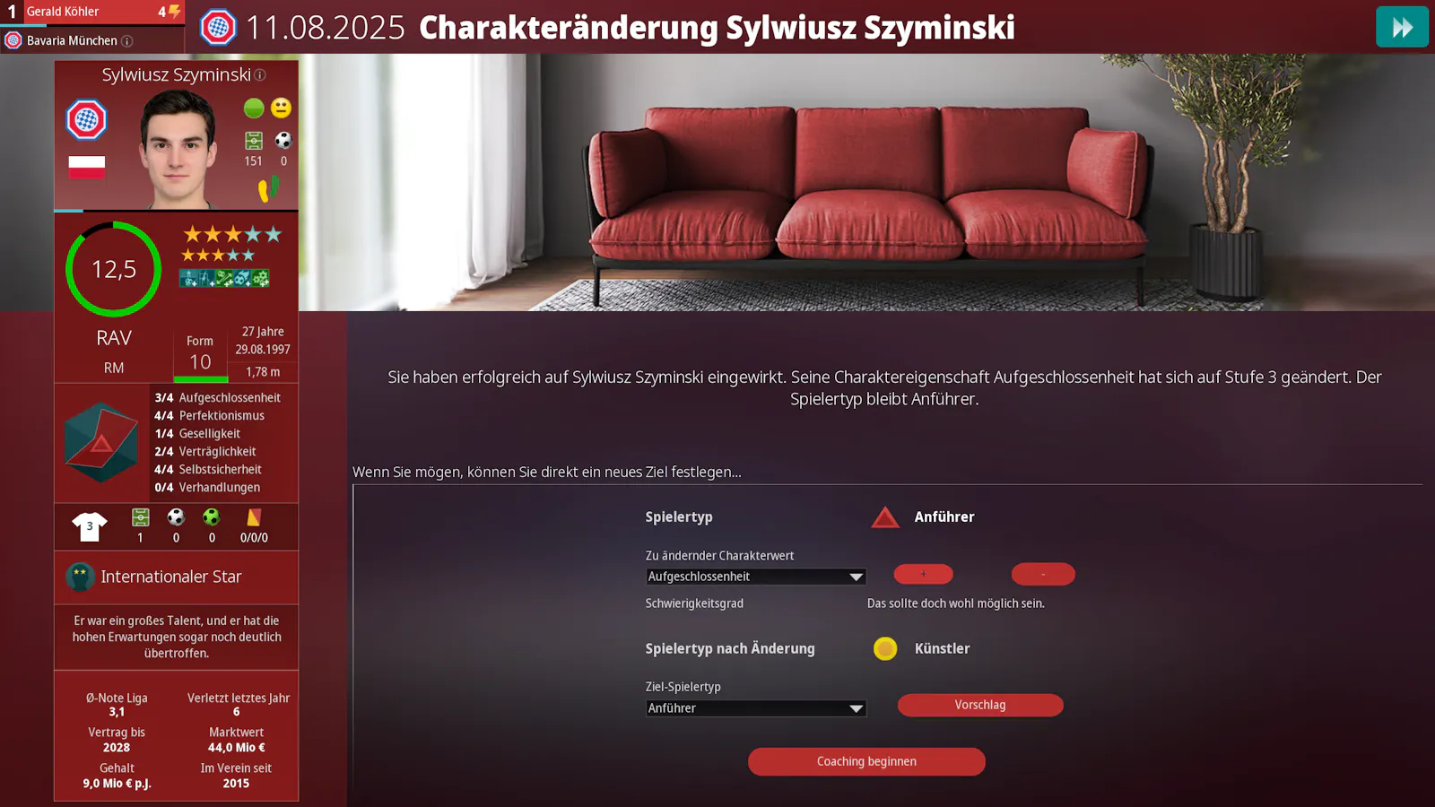 Ist ein Schritt bei der Charakteränderung gemacht, kann es direkt weitergehen.