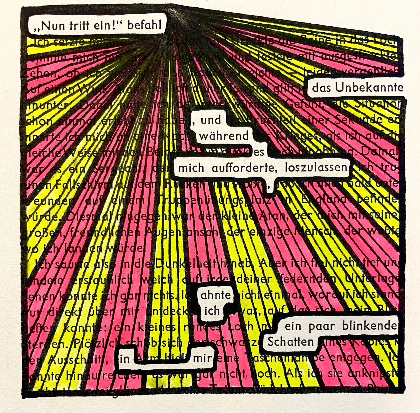 "Nun tritt ein", befahl das Unbekannte, und während es mich aufforderte, loszulassen, ahnte ich ein paar blinkende Schatten in mir.