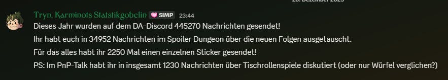 Ein Screenshot von Tryns Nachricht, der zeigt, was im Fließtext beschrieben wird zum Thema Nachrichten auf dem Discord-Server.