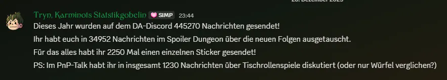 Ein Screenshot von Tryns Nachricht, der zeigt, was im Fließtext beschrieben wird zum Thema Nachrichten auf dem Discord-Server.