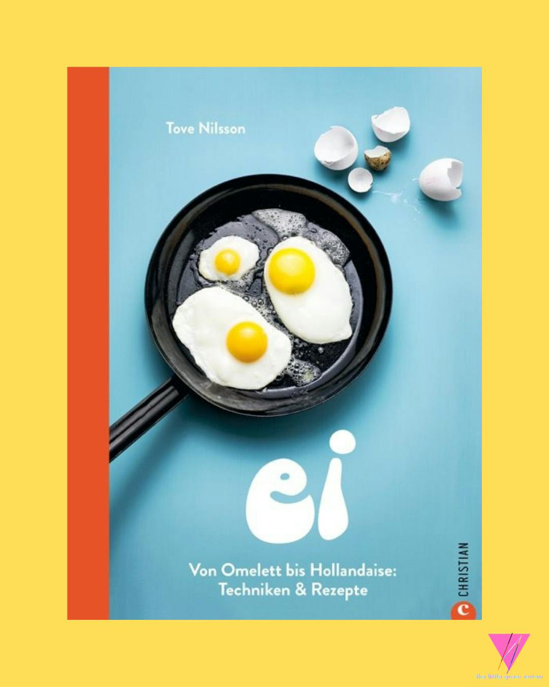 Das Buchcover von Ei auf gelbem Grund. Ein Klick führt zum Instagram-Post
