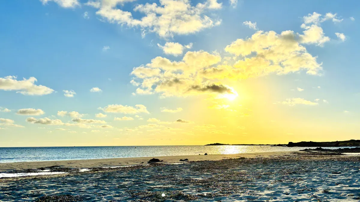 Sonnenschein am Strand Es Caragol, Mallorca
