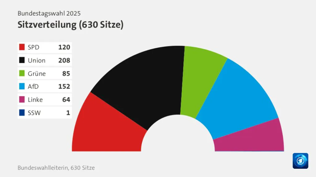 Grafik der Sitzverteilung, Tagesschau