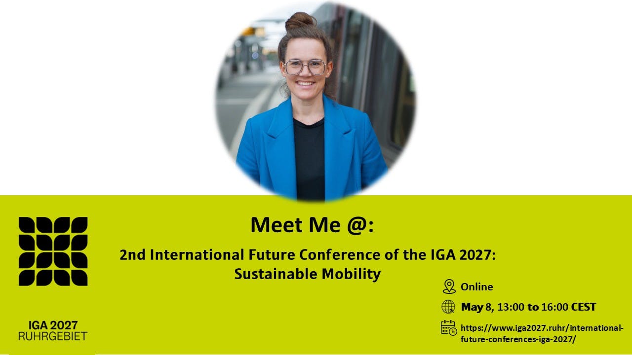 Sharepic in grün und weiß mit einem Porträtfoto von mir. Text: Meet me @ 2nd International Future Conference of the IGA 2027.